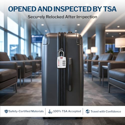 Image of Forge Open Alert TSA Approved Luggage Locks - 3 Digit Combination, Easy Read Dials, Zinc Alloy Body - Ideal Travel Lock for Luggage, Suitcases, Bags & Toolboxes. White 2 Locks.