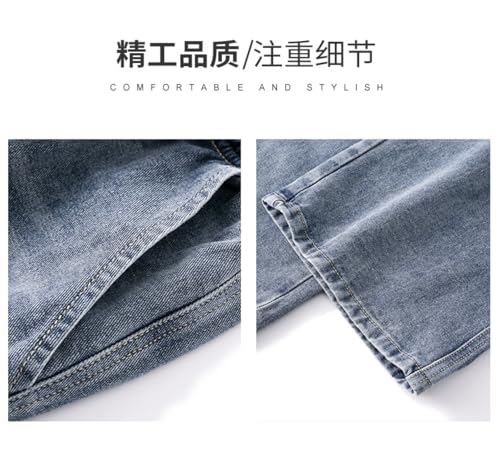 Jeans Pants Trousers Denim Men's Port Style High Street Wide Leg Trendy Floor Washed Drawstring Rubber Men4