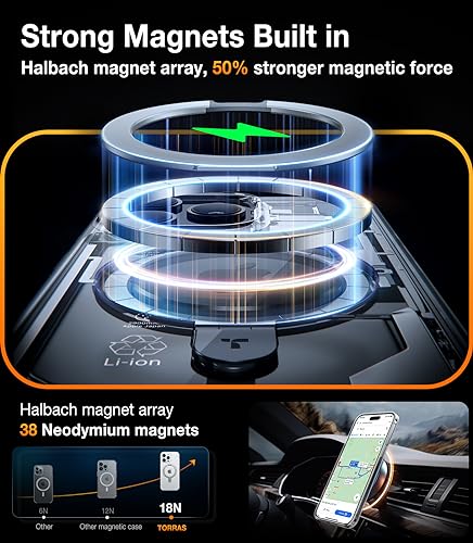 Image of TORRAS Magnetic Ostand Designed for iPhone 15 Pro Max Case, [Military Grade Drop Tested][Compatible with MagSafe][Build in Kickstand] Clear Slim Hard Back Soft Edge Anti-Fingerprint, Clear | Compatible with MagSafe, Build in Kickstand, Clear Slim Hard Back Soft Edge Anti Fingerprint 6.7 2023, Clear
