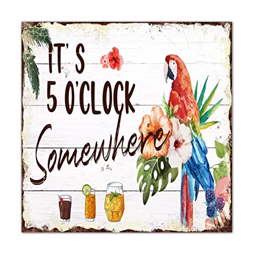 Panneau en bois It's 5 O'Clock Somewhere moderne de 40x40 cm