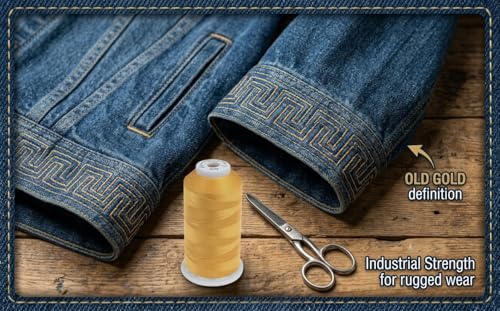 Image of Simthread Heavy Duty Blue Jeans Thread for Denim Sewing 200M 2-Pack Gold