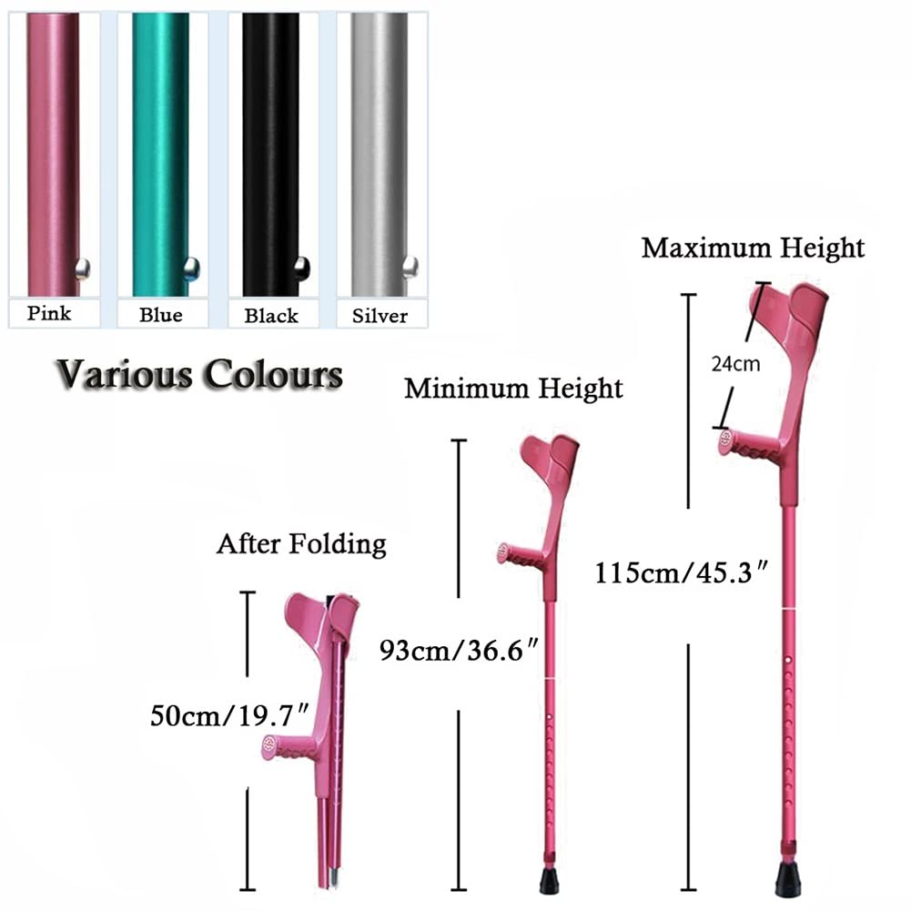 Muletas Plegables para Antebrazo, Muletas Ajustables para Hombre, Muletas para Caminar para Mujer, Muletas Ortopedicas para Niños (Color : Silver, Size : 2counts)