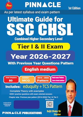 Image of SSC CHSL 2026 - 27 Ultimate Guide for Tier 1 & Tier 2 | English medium | 10 Years Chapterwise Previous Year Solved Papers ( 2016 - 2026 ) | 3200+ MCQs | Eduquity + TCS Pattern