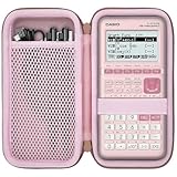 co2CREA Hard Case for Casio fx-9750GIII/fx-9860GIII/fx-7400GIII Graphing Calculators - Portable Storage with Mesh Pocket for Other Accessories (Pink Case)