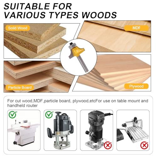 4 Stück Abrundfräser Set für Oberfräse Zubehör, Standard Fräser mit 6mm Schaft, Kantenfräser für Holz, Radius 3–12 mm, Rundungsfräser Zubehör für Holzbearbeitung