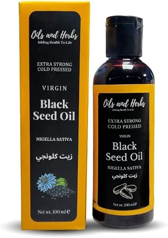 Extra Strong Black Seed Oil 100% Pure and Cold Pressed by Oils and Herbs UK Extracted from Organic Nigella Sativa Seeds Good for Boosting immunity, Skincare and Hair with Easy Dropper Cap 100ML