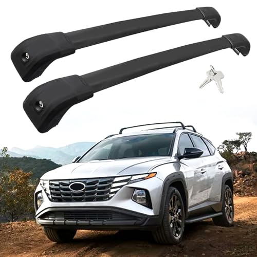 Lockable Roof Rack Cross Bars Compatible with 2022-2025 Hyundai Tucson (Only for Flush Side Rails), 200 lbs Load Capacity Aluminum Cargo Bars for Rooftop Cargo Carrier Luggage Bike