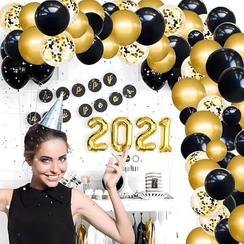 Image of Chrome Metallic Balloons Black 100 pcs Glossy Latex Balloon for Birthday Decoration Kit Wedding, Anniversary Floral Garland 10 Inch Helium Supported