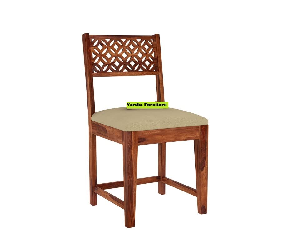 Image of Varsha Furniture Solid Sheesham Wood Dining Chair for Dining Room Set of 2 | Wooden Study Chairs | Multipurpose Chair Made with Indian Sheesham Wood | Pre-Assembled - Honey Finish