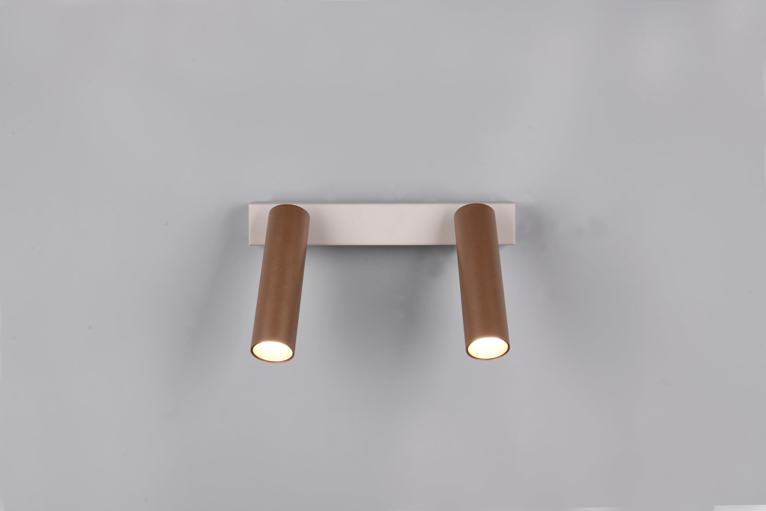 Trio Leuchten LED Strahler Ambala 849210265, Metall Warm Grey/Coffee, 2x 5.5 Watt LED, Lichtfarbe einstellbar, Switch Dimmer |