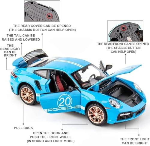 Image of Exclusive Alloy Metal Pull Back Die-Cast Car Diecast Metal Pullback Toy Car with Openable 6 Doors,Light Music Boys Gifts Toys (1:32 Porsche Carrera 911- Black Color)