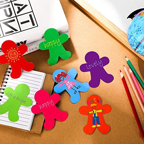 Image of Geyee 108 Pcs Mini People Cutouts Man Valentine's Day Classroom Bulletin Board Decorations Paper Cutouts Colorful People Shaped Die Cut for Teachers DIY Craft Chalkboard Wall Decor