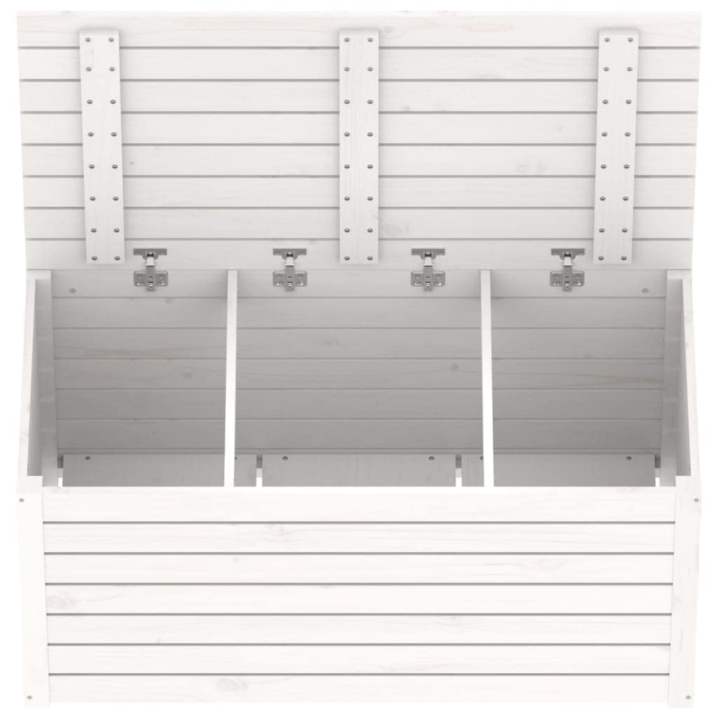 vidaXL Baúl de jardín Madera Maciza de Pino Blanco 101x50,5x46,5 cm, arcón de jardín, Muebles de jardín, Muebles de Exterior, Caja de jardín