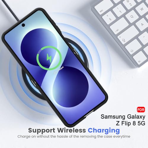 Image of TheGiftKart Hybrid Shockproof Back Cover Case for Samsung Galaxy Z Flip 8 5G Compatible with MagSafe | Hard Back Cover Case for Samsung Z Flip8 5G (PC & TPU, Translucent Smoke Matte Back, Black Sides)