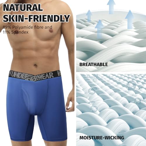 Men’s Boxer Briefs V-string Underwear Men’s Long Briefs Plus Size Comfortable Soft Breathable 4 Packs2