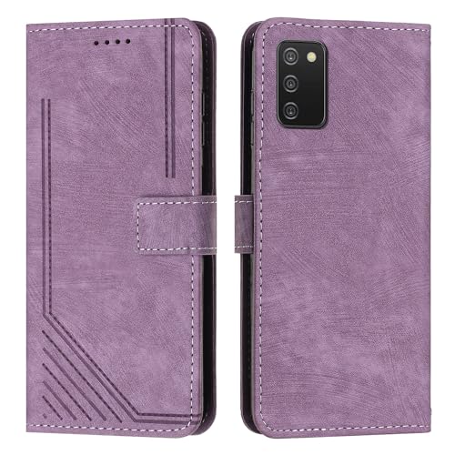 Étui Galaxy A02 violet de 166 mm avec dragonne et porte-cartes