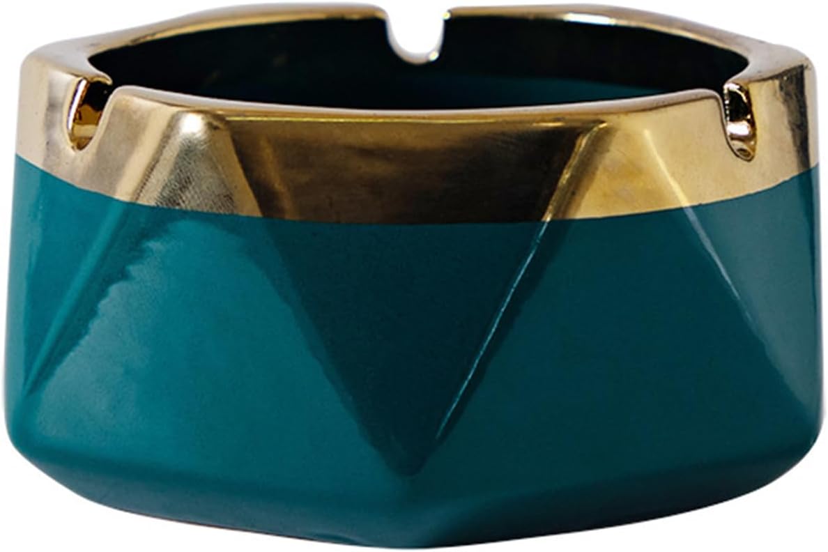 Lancher Ashtray Ceramic Ash Tray Cute Ash Holder 5 inch Ashtray Cigarette Ashtray Home Decorative Emerald Blackish Green