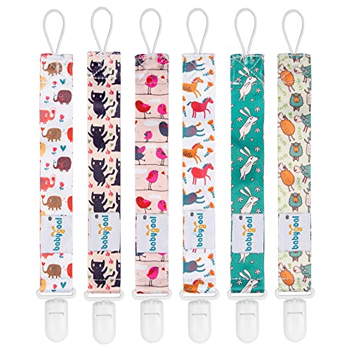 Image of babygoal Rabbit Pacifier Clips, 6 Pack Binky Paci Holder and Leash Fits for Most Pacifiers, Binkies and Easter Gift 6PB03