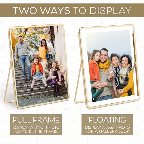 Sheffield Home Floating Metal Photo Frame – Modern Display Frame for Wall or Tabletop, 8x10 Inch, Gold by Sheffield Home - Used condition - Image 4