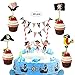 JAHEU piraci dekoracja ciast, Hallowen Cupcake Topper pirata girlanda do ciasta, girlanda z proporczykami Cake Topper urodziny, dekoracja tortów dla niemowląt, na imprezę urodzinową, 45 sztuk