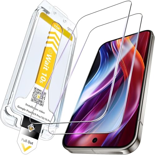 EGV 2 Pack for Google Pixel 10 Pro Screen Protector [One-Pull Install] Military Grade Shatterproof [Auto-Dusting-0 Bubble] 9H Tempered Glass for Google Pixel 10 Pro/Pixel 9 Pro/Pixel 9