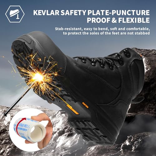 6" Safety Work Boots For Men Waterproof ASTM F2413-18 Composite Toe Puncture Proof EH Rated Non Slip YKK Zipper Side Industrial & Construction Chairman MW23024
