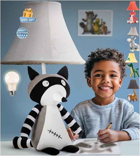 Raccoon Kids Lamp for Boys Bedroom - 18", Animal Lamp for Kids Room - Cute Christmas Gifts, Birthday Gifts for All Ages: Toddler Girls, Children, Grandkids 3 4 5 and Up Years Old, Sister, Brother