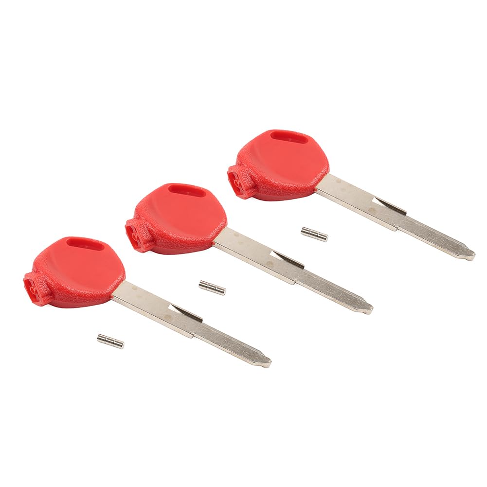 Bacar 3Pcs Blank Key Uncut Blade Metal Red For 100 125 150cc Scooter DIO Z4 Z125 SCR100 WH110