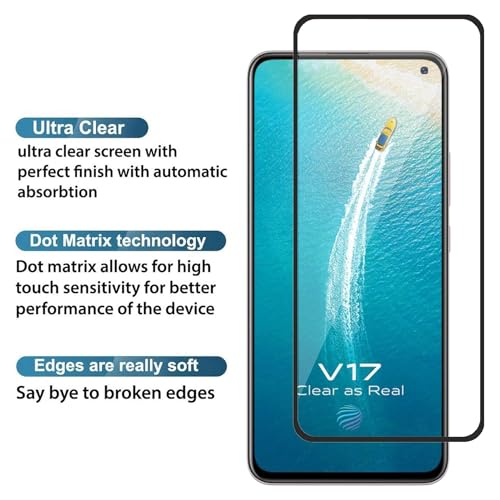 Image of HD Tempered Glass Screen Protector Compatible For Vivo V17, V19, V19 Neo With Edge To Edge Coverage And Easy Installation Kit