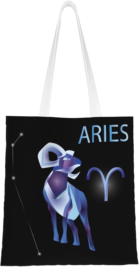 Aries Zodiac Sign Tote Bag for Women Canvas Tote Bags Reusable Shopping Bags Use For Shopping The Tote Bag,Grocery Bags,DIY Gift Bags