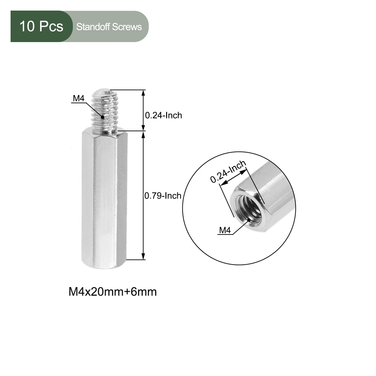 YOKIVE 10 Pcs M4 Standoff Screws, Nickel Plated Hex PCB Standoffs, Keep Height Consistent, Great for Motherboard (Silver Tone - Image 2