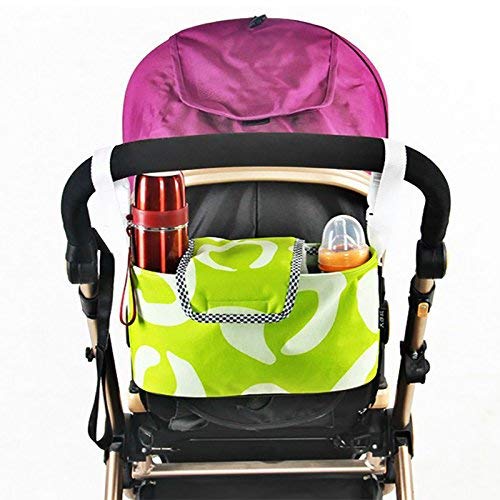 Liltourist - Bolsa organizadora para cochecito de bebé con tapa abierta y soporte para vasos grandes (impermeable, con correa para el hombro) verde verde