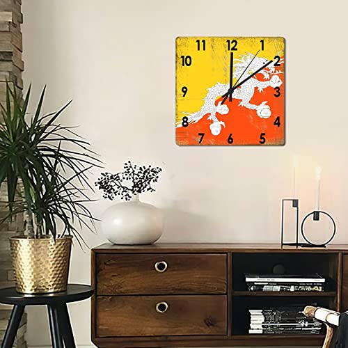 Horloge murale en bois Bhoutan cadeau idéal pour la maison