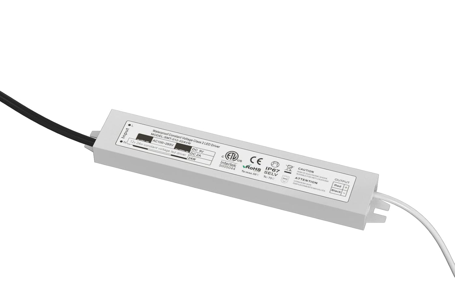 LED Driver 24W Power Supply – IP67 Waterproof Transformer for LumaNumbers LED Address Numbers, Low Voltage 9V DC Power Supply (Supports Up to 5 Lighted House Numbers)