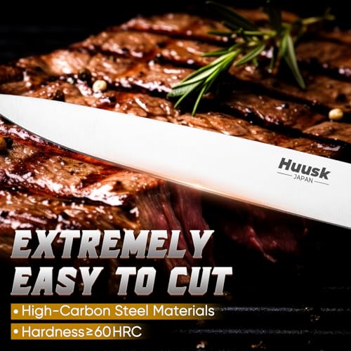 Huusk Turkey Carving Knife Set - Sharp Carving Fork & Knife for Meat, BBQ, Brisket - Japanese Slicing Knife with Elegant Box, Christmas Gifts for Men Women