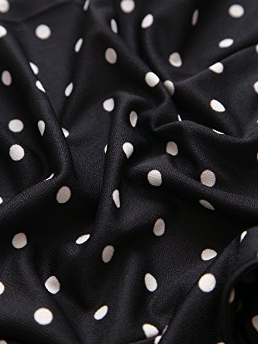 Cismark Women's Casual Polka Dot Short Sleeve Round Neck Work Pencil Dress Black M #TOP5