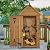 MCombo Large Outdoor Storage Shed with Lockable Door and 6 Shelves, Outside Tall Tool Wooden Cabinet with Double Foldable Tables for Patio Yard Lawn 2645 (Natural)