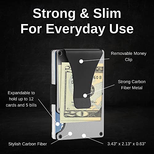 Carbon Fiber Minimalist Credit Card Holder & Money Clip Wallet For Men - Slim Rfid Wallet Easily Removable Money Clip For Men - Bifold Rfid Blocking Minimalist Slim Wallet (Vintage Flag) #TOP2