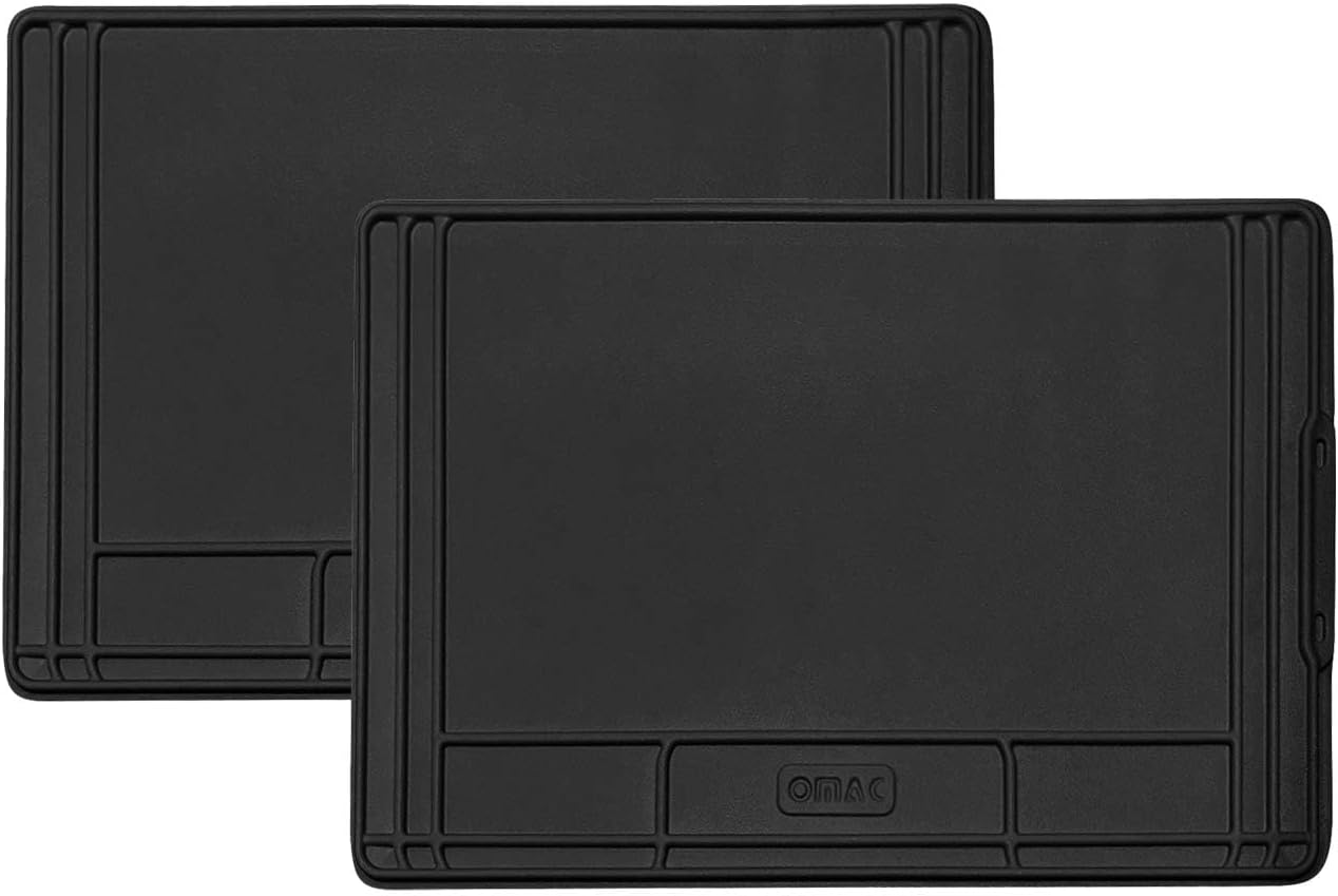 OMAC 2 Pcs Under Sink Mat for Kitchen & Bathroom 34" x 22" Adjustable Waterproof Cabinet Protector for Drips Leaks Spills Filexible Durable Multifunctional Under Sink Liner Rubber TPE (Black)