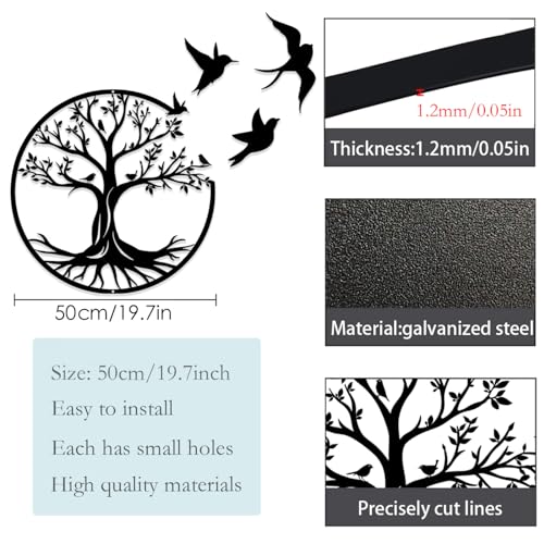 Luccyle Tree Life Metal Wall Art, Large Metal Tree of Life Metal Wall Art Decoration - Image 2