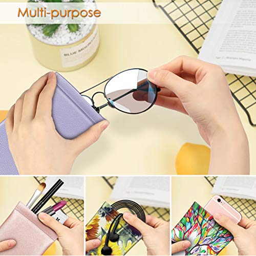 Image of FINTIE Soft Eyeglasses Case with Cleaning Cloth, Portable Squeeze Top Vegan Leather Glasses Pouch, Sunglasses Eyewear Bag