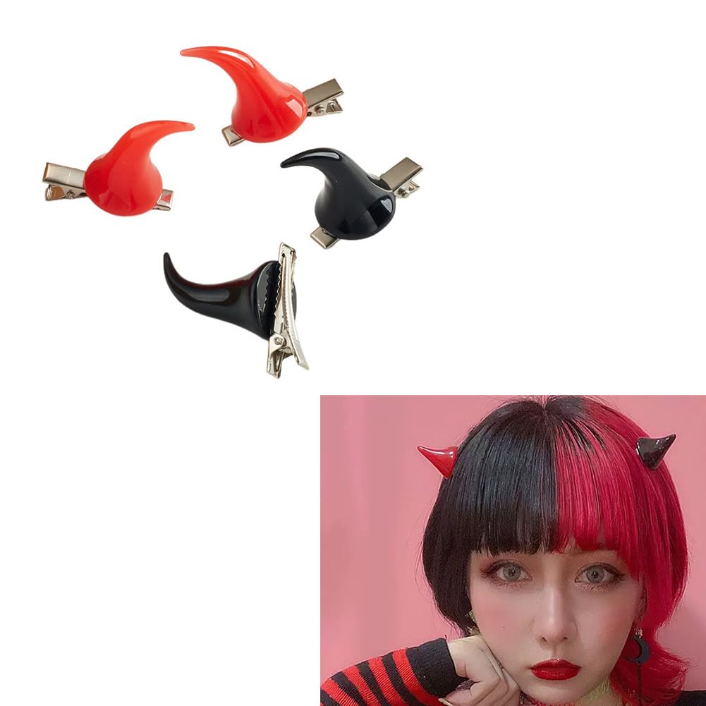 Devil Horn Hair Clips 4 Pcs Black Red Devil Horns Hair Clip Halloween Hair Accessories Clips Costume Cosplay Hair Barrettes Devil Horns Hair Pins