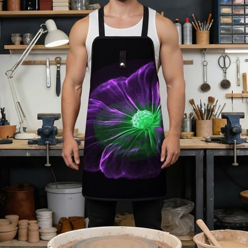 Delantal de trabajo violet verde con 8 bolsillos y tirantes cruzados ajustables miniatura 4