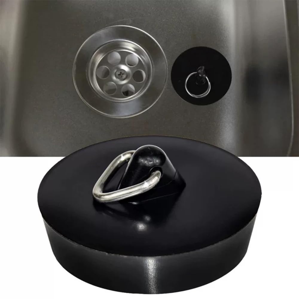 Bouchons De Vidange Caoutchouc Avec Chaîne - Pour Évier, Baignoire, Lavabo | Lot De 2 Tailles (42-50mm)