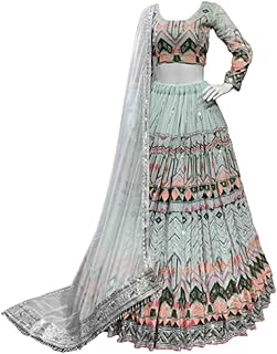 Dhrishafashion Women's Net Semi Stitched Lehenga Choli In Multicolour Colour SF218ver-32