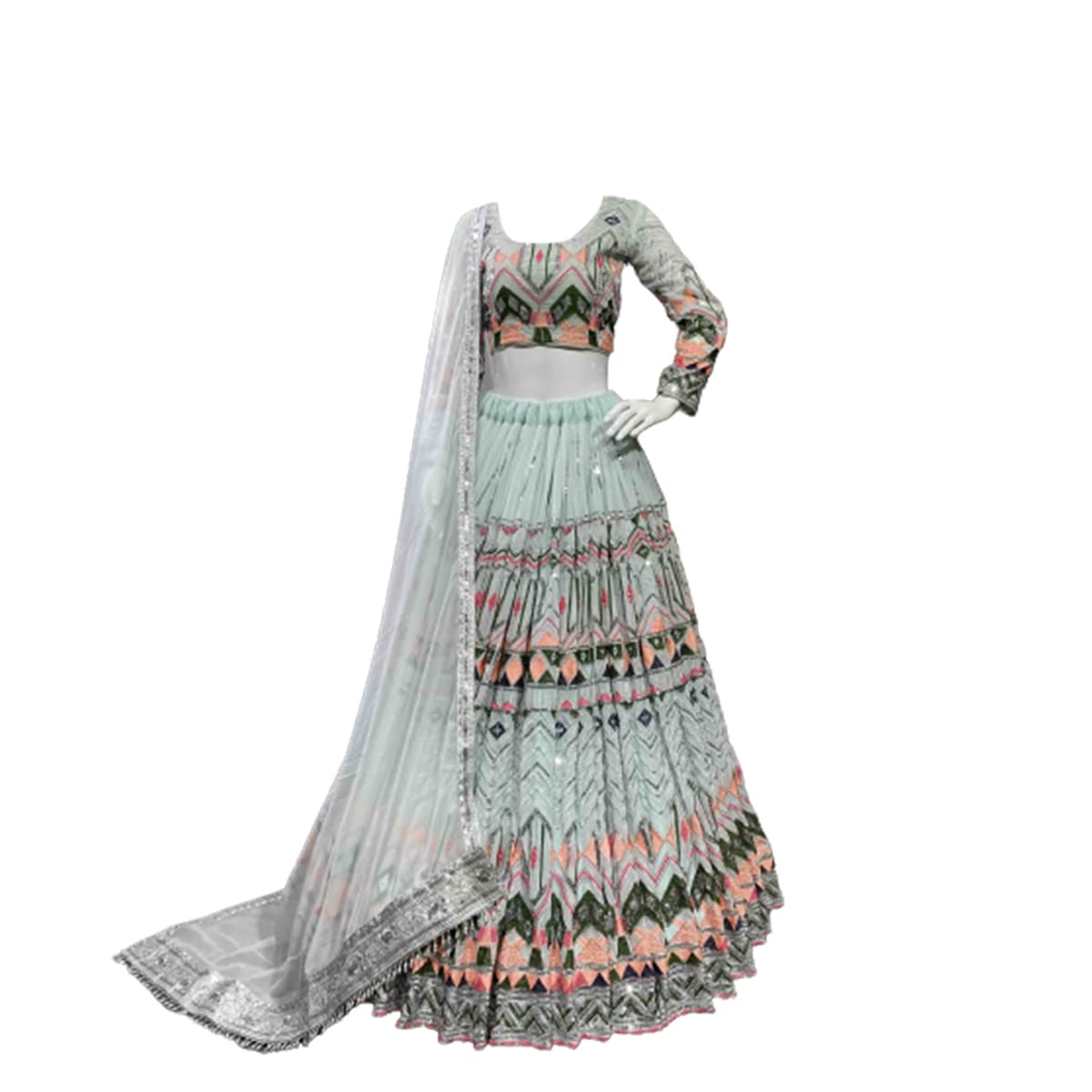 Dhrishafashion Women's Net Semi Stitched Lehenga Choli In Multicolour Colour SF218ver-32 - Review, Price and Buying Guide