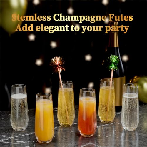 Image of GuanQiao 24 Pack 9oz Stemless Plastic Champagne Flutes
