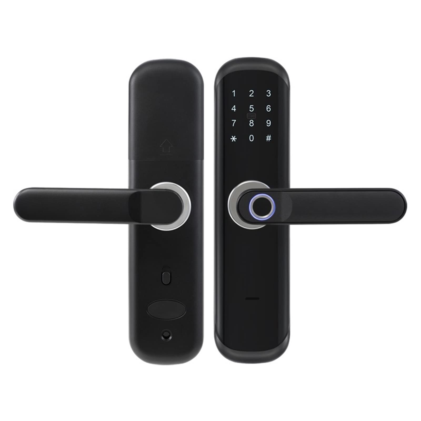 CVFRDD Smart Door Knob, TT Lock Fingerprint Door M1 Card Password Keyless Add Gateway Work With Unlock Black X3 Keyless Entry Door Handle(7085)