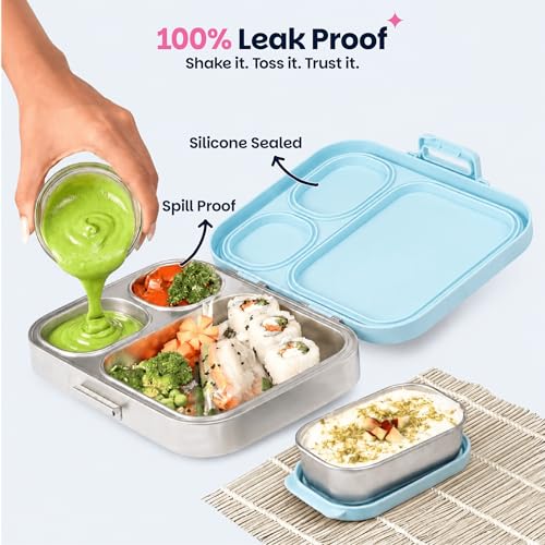 Image of Basil Kids School Combo | Wander 20L School Backpack + Bento Box Neo 1000ml Stainless Steel Lunch Box | Super Swoosh