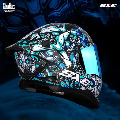 Image of Steelbird SBH-61 SXE X1 ISI and Dot Certified Full Face Helmet for Men with Inner Silver Sunshield